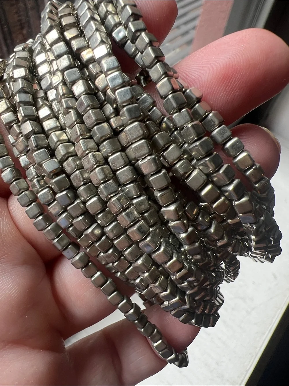 Silver Multi-Strand Beaded Stretch Bracelet